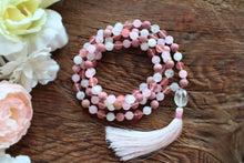 Load image into Gallery viewer, "Blooming heart" Mala – Rhodonite, Watermelon Quartz, Moonstone & Clear Quartz