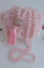Load image into Gallery viewer, Rose Quartz  Mala  Prayer 108 beads, Agate Heart Guru Bead, Love Mala Bohemian Necklace, Yoga gift, Feminine Energy Necklace, Vegan Mala.