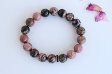 Load image into Gallery viewer, Pink-Black Rhodonite Bracelet, Wrist mala , Healing Energy, Love Attracting and Heart Opener, Yoga Jewelry