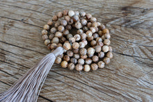 Load image into Gallery viewer, 108 Sand Jasper Yoga Mala,  Boho Style Necklace. Vegan mala.