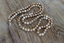 Load image into Gallery viewer, 108 Sand Jasper Yoga Mala,  Boho Style Necklace. Vegan mala.