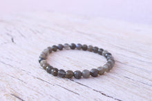 Load image into Gallery viewer, Rainbow faceted  Labradorite AA grade Bracelet. 6 mm flashy beads. Cruelty free jewelry.