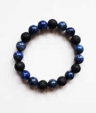Load image into Gallery viewer, Lapis Lazuli Black Lava Stone Bracelet, Meditation Healing Bracelet, Unisex Beaded Bracelet.