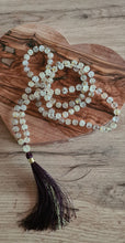 Load image into Gallery viewer, 108 Rutilated Quartz Mala with Citrine Guru bead. Mala Necklace, Vegan Tassel, Vegan mala.