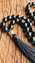 Load image into Gallery viewer, 108 Black Onyx ОМ Prayer beads Tassel Necklace Yoga mala Buddhist mala Japa Mala Necklace. Protection Mala for Men and Women