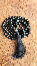 Load image into Gallery viewer, 108 Black Onyx ОМ Prayer beads Tassel Necklace Yoga mala Buddhist mala Japa Mala Necklace. Protection Mala for Men and Women