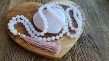 Load image into Gallery viewer, 108 Rose Quartz Mala Necklace Bohemian Long Τassel Vegan Μala Meditation Yoga Gift for her