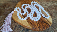 Load image into Gallery viewer, 108 Rose Quartz Mala Necklace Bohemian Long Τassel Vegan Μala Meditation Yoga Gift for her
