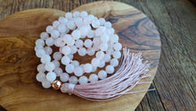 Load image into Gallery viewer, 108 Rose Quartz Mala Necklace Bohemian Long Τassel Vegan Μala Meditation Yoga Gift for her