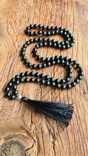 Load image into Gallery viewer, 108 Black Onyx ОМ Prayer beads Tassel Necklace Yoga mala Buddhist mala Japa Mala Necklace. Protection Mala for Men and Women