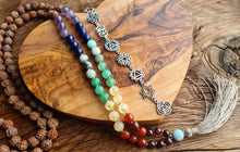 Load image into Gallery viewer, Seven Chakra Necklace, Brass necklace, Steel chain Crown Third Eye Throat Heart Solar Plexus Sacral Yoga Chakra Necklace