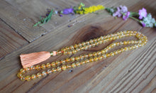 Load image into Gallery viewer, Clarity Mala Necklace. Handmade with 5 mm Citrine beads.