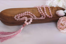 Load image into Gallery viewer, Rose Quartz and Rhodonite Mala Necklace | 108 Bead Healing Mala for Love and Compassion | Heart Chakra Meditation Beads