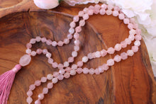 Load image into Gallery viewer, Rose Quartz Mala Necklace | 108 Bead Healing Mala for Love and Compassion | Heart Chakra Meditation Beads | Self-love Mala Necklace