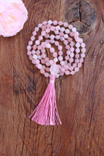 Load image into Gallery viewer, Rose Quartz Mala Necklace | 108 Bead Healing Mala for Love and Compassion | Heart Chakra Meditation Beads | Self-love Mala Necklace
