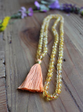 Load image into Gallery viewer, Clarity Mala Necklace. Handmade with 5 mm Citrine beads.
