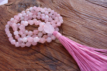 Load image into Gallery viewer, Rose Quartz Mala Necklace | 108 Bead Healing Mala for Love and Compassion | Heart Chakra Meditation Beads | Self-love Mala Necklace