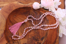 Load image into Gallery viewer, Rose Quartz Mala Necklace | 108 Bead Healing Mala for Love and Compassion | Heart Chakra Meditation Beads | Self-love Mala Necklace