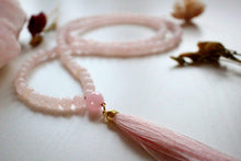 Load image into Gallery viewer, 108 Rose Quartz Mala, Yoga Necklace, Bohemian Style