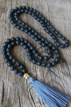 Load image into Gallery viewer, 108 Black Lava Stone, Buddha Guru bead, handknotted Yoga Mala.