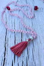 Load image into Gallery viewer, 108 Rose Quartz , Moonstone Mala, Hand-knotted Necklace.