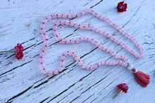 Load image into Gallery viewer, 108 Rose Quartz , Moonstone Mala, Hand-knotted Necklace.