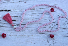 Load image into Gallery viewer, 108 Rose Quartz , Moonstone Mala, Hand-knotted Necklace.