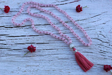 Load image into Gallery viewer, 108 Rose Quartz , Moonstone Mala, Hand-knotted Necklace.
