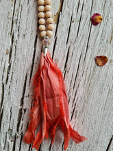 Load image into Gallery viewer, Boho Sari Silk- Long Tassel Necklaces. Hand-knotted 108 beads Boho Yoga Mala.