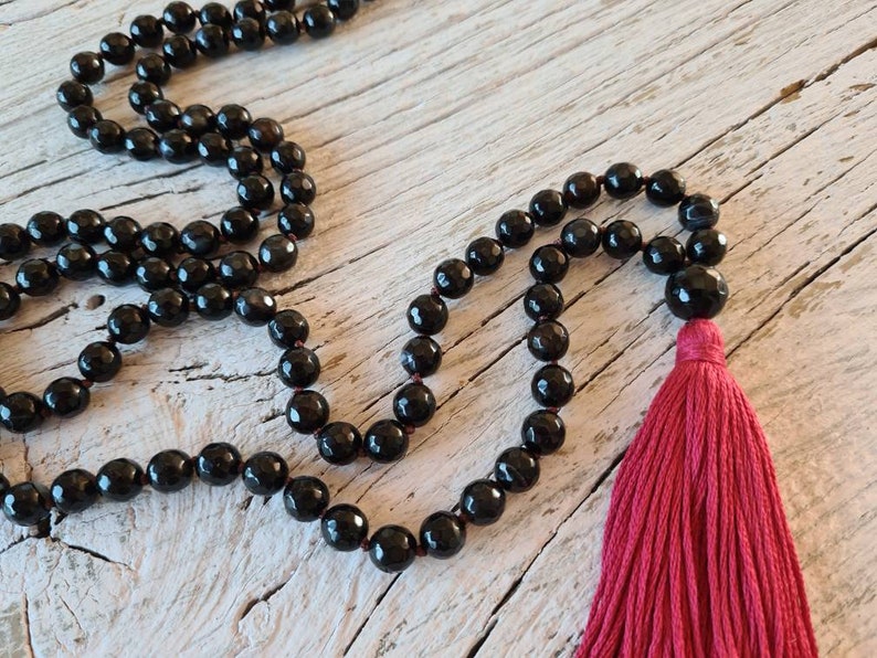 8mm Black Lava Stone 7 Chakra 108 Mala Beaded Necklace Meditation Yoga  Prayer Jewelry Set Japamala Rosary