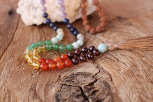 Load image into Gallery viewer, 7 Chakras Balance Mala, Rudraksha Amethyst Lapis Lazuli Amazonite Green Aventurine Citrine Carnelian Garnet