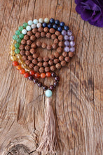 Load image into Gallery viewer, 7 Chakras Balance Mala, Rudraksha Amethyst Lapis Lazuli Amazonite Green Aventurine Citrine Carnelian Garnet
