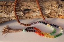 Load image into Gallery viewer, 7 Chakras Balance Mala, Rudraksha Amethyst Lapis Lazuli Amazonite Green Aventurine Citrine Carnelian Garnet