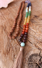 Load image into Gallery viewer, 7 Chakras Balance Mala, Rudraksha Amethyst Lapis Lazuli Amazonite Green Aventurine Citrine Carnelian Garnet