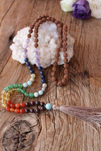 Load image into Gallery viewer, 7 Chakras Balance Mala, Rudraksha Amethyst Lapis Lazuli Amazonite Green Aventurine Citrine Carnelian Garnet