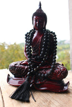 Load image into Gallery viewer, 108 Mala Black Golden Obsidian, Lava Stone Mala, Royal Obsidian, Cotton Tassel. Vegan Unisex Mala.