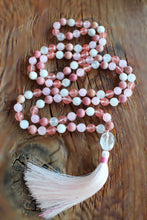 Load image into Gallery viewer, &quot;Blooming heart&quot; Mala – Rhodonite, Watermelon Quartz, Moonstone &amp; Clear Quartz
