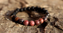 Load image into Gallery viewer, Red/Pink Jasper, Black Lava Stone Bracelet, 8mm Beads, Meditation Bracelet, UNISEX
