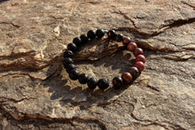 Load image into Gallery viewer, Red/Pink Jasper, Black Lava Stone Bracelet, 8mm Beads, Meditation Bracelet, UNISEX
