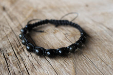 Load image into Gallery viewer, Golden Sheen Obsidian, Shambhalla knitted bracelet
