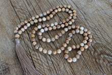 Load image into Gallery viewer, 108 Sand Jasper Yoga Mala,  Boho Style Necklace. Vegan mala.
