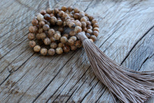 Load image into Gallery viewer, 108 Sand Jasper Yoga Mala,  Boho Style Necklace. Vegan mala.
