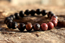 Load image into Gallery viewer, Pink-Red Jasper, Black Lava Stone Bracelet, 8mm Beads
