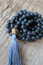 Load image into Gallery viewer, 108 Black Lava Stone, Buddha Guru bead, handknotted Yoga Mala.
