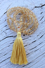 Load image into Gallery viewer, 108 Citrine Yoga Mala. 5 mm beads. Handmade cotton tassel. Vegan Mala
