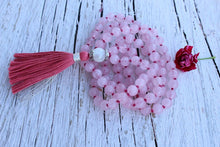 Load image into Gallery viewer, 108 Rose Quartz , Moonstone Mala, Hand-knotted Necklace.
