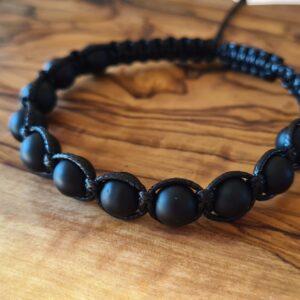 Shambala Men Onyx Bracelet, 8 mm matte round beads.