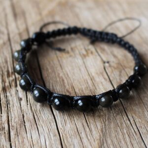 Golden Sheen Obsidian, Shambhalla knitted bracelet