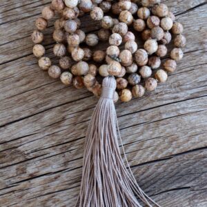 108 Sand Jasper Yoga Mala,  Boho Style Necklace. Vegan mala.