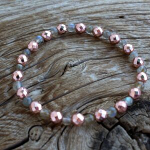 Labradorite, Gold Pyrite Delicate Bracelet.